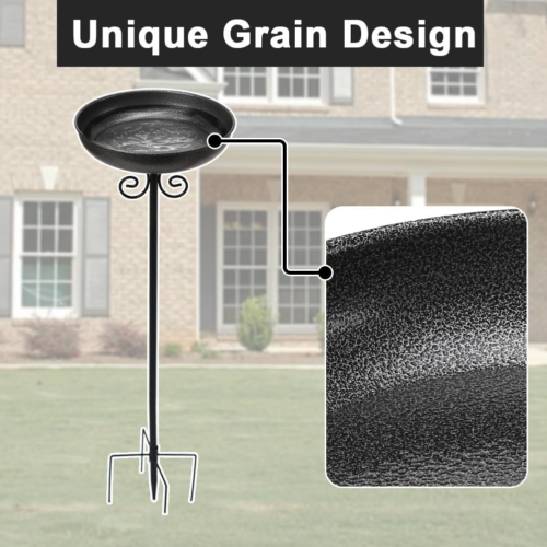 Small Metal Bird Baths for Outdoors, 10" Dia Bowl with Stake Birdbaths Garden Ya - Picture 8 of 12