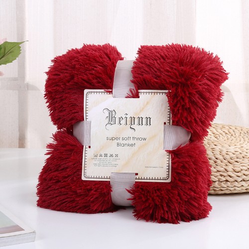 Shaggy Long Pile Throw Rug Blanket Sherpa Plush Coverlet Warm 150x200cm Size Bed - Picture 42 of 42