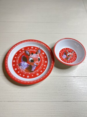 Rudolph The Red Nosed Reindeer Children s Plate & Cereal Bowl Dan-Dee Co