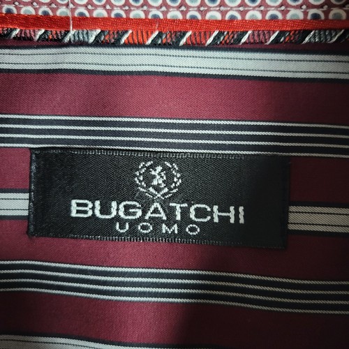 Bugatchi Uomo Shirt Men's XL Red White Long-Sleeve Button-Up Striped Pocket - Picture 3 of 15