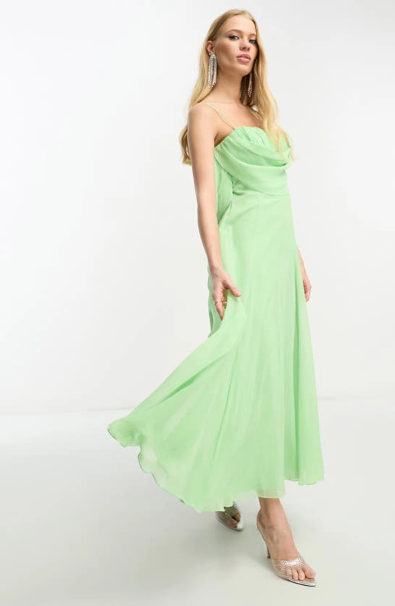 neon green corset dress AURELIA SILK SATIN FLARED MAXI DRESS | CULT MIA main image 0