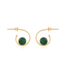 Green Onyx Gemstone Hoop Earring 925 Silver Gold Plated Fashion Jewelry