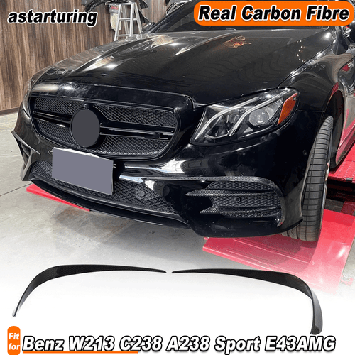 For Mercedes W213 C238 A238 Sport E43 REAL CARBON Front Bumper Splitters Fins - Picture 1 of 12