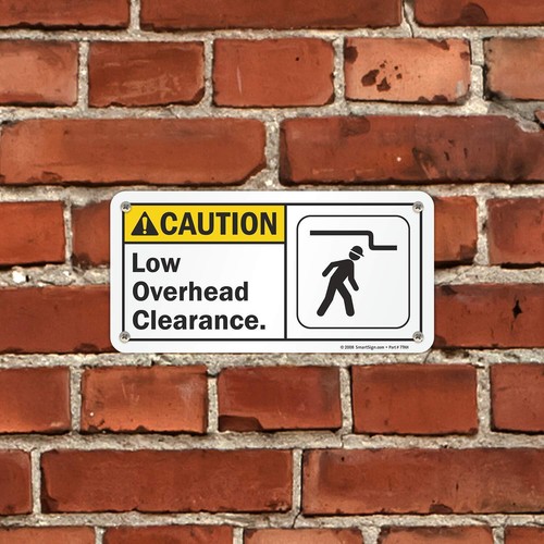 SmartSign - S-4855-AL-05x10 "Caution - Low Overhead Clearance" Sign | 5" x 10... - Picture 3 of 5