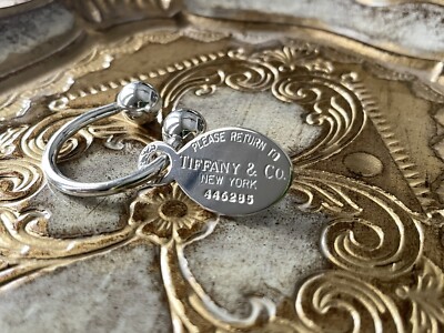 Tiffany & Co. Please Return To Oval Tag Schlüsselanhänger Halter Silber 925 Poliert