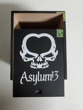 Asylum 13 Empty Wood Cigar Box Black with White Graphics Sliding Lid Skull