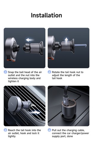 Mcdodo 15W Magnetic Wireless Car Charger Air Vent with Hidden Telescopic Cable - 第 5/14 張圖片