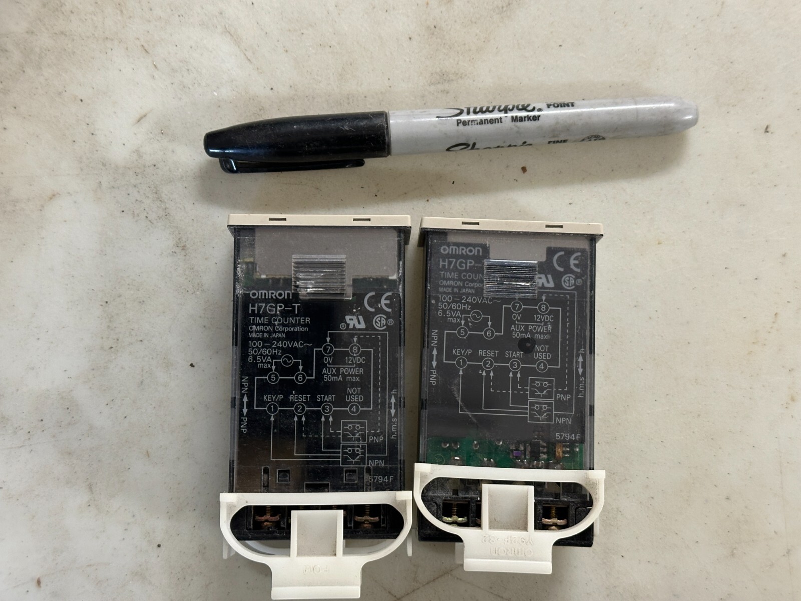 Omron Time Counter H7GP-T w/Mounting Clip, Lot of 2