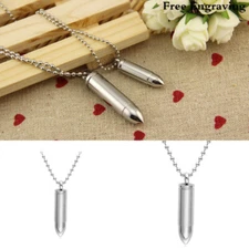 Cremation Stainless Steel Bullet Urn Necklace Ash Keepsake Memorial Pendant Mens