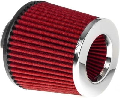 E-TECH Universal Twin Cone Air Filter 70mm Inlet Durable Maximum Air Flow Chrome