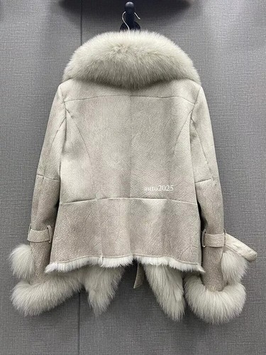 Women Rabbit Real Fur Collar Coat Skin Warm Jackets Ladies Fur Outwear Parka - Picture 11 of 28