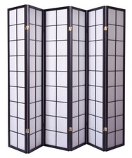 Biombos japoneses paneles grandes de madera negra y papel de arroz - 6 paneles