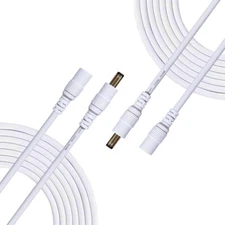 2PCS DC Power Extension Cable 2.5x5.5mm Male to Female for IP Cameras White