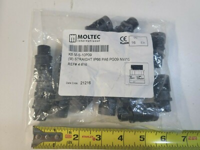 Lot of 16) Moltec K6-M-S-10P09 Liquid Tight KMS Straight Male PG Thread Fittings
