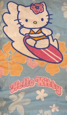 Hello Kitty Window Valance 2003 Surfer 78  x 16  Easy Care - EUC!