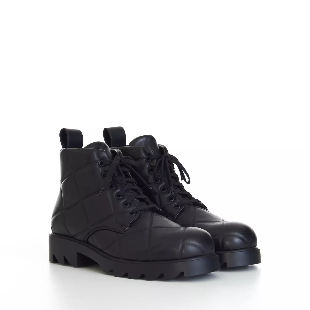 BOTTEGA VENETA 1950 Black Padded Leather Lace up Ankle Boots eBay