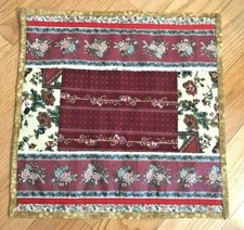 Quilted table topper or wall decoration14.5 x 15new handmade brown, red burgundy