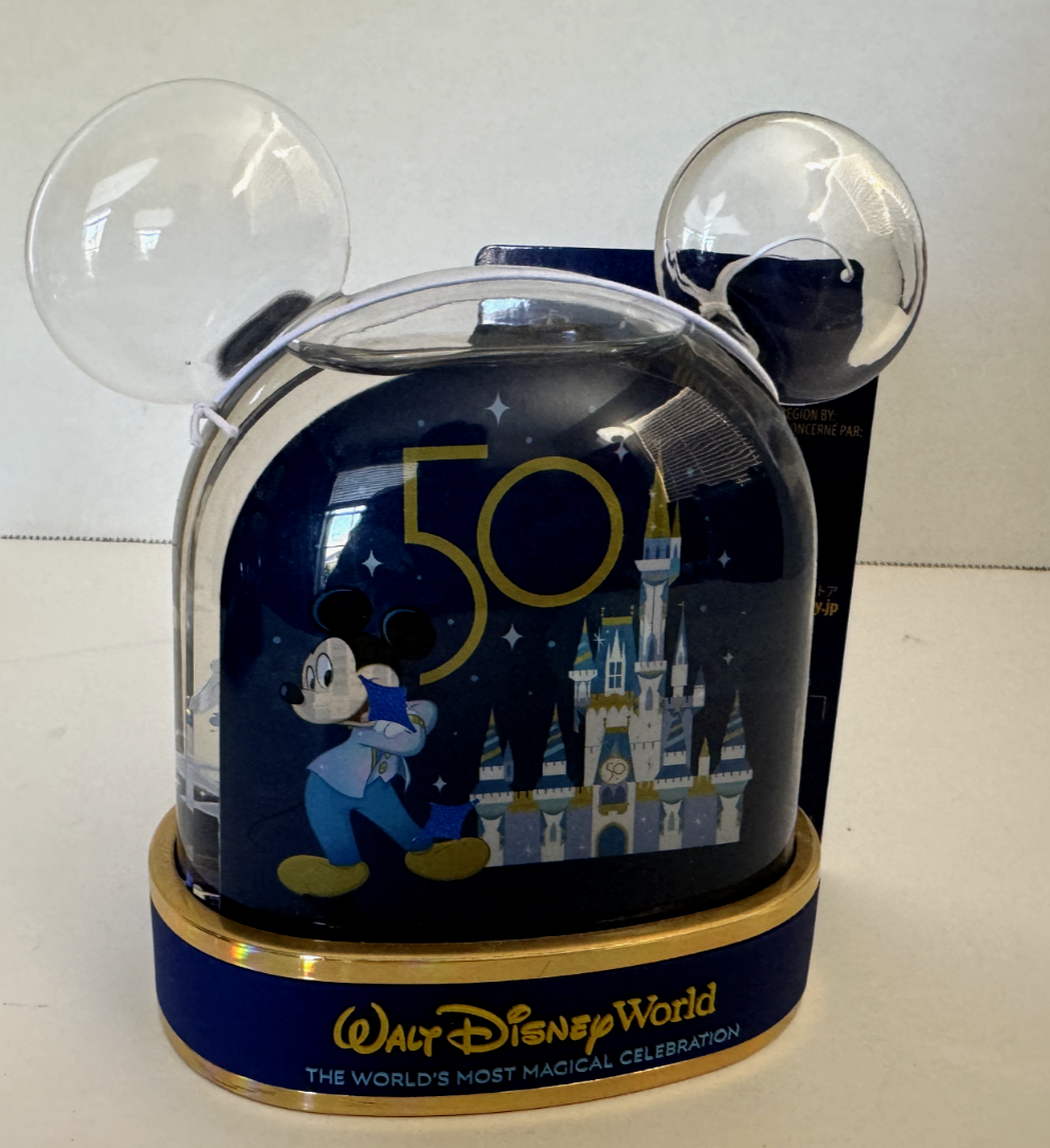 Walt Disney World 50th Anniversary Snow Globe Mickey Ears Minnie