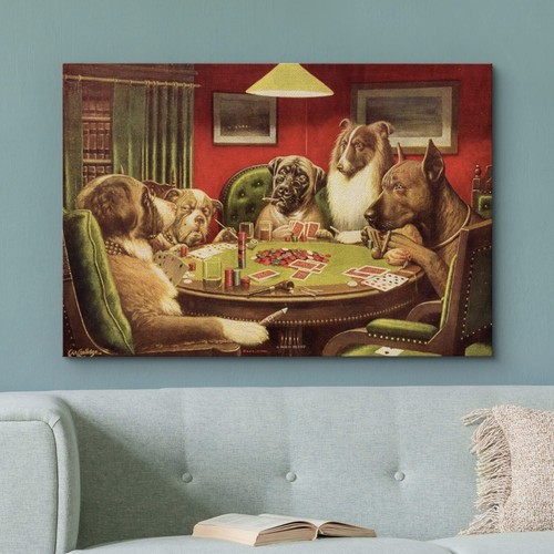 12"x18" - Canvas Print Wall Art - Dogs Playing Poker Series by C.M Coolidge - Picture 26 of 33