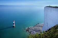 Landscape nature water clouds sea lighthouse england uk Custom Gaming Mat Desk