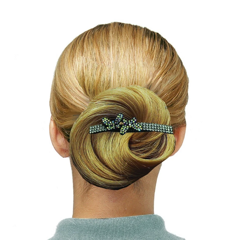 Pinza para el pelo de metal con broche francés de tamaño mediano Bella Crystal Butterfly FA3 - Imagen 3 de 3