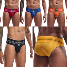 JOCKMAIL Mens Wide Belt Jockstrap Sexy Sports Cotton Briefs Thongs Underwear