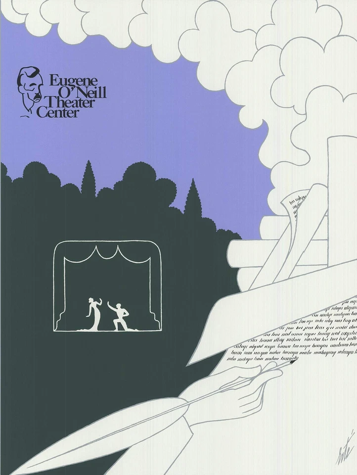 ERTE Conferencia Nacional de Dramaturgos 33" x 23,75" Serigrafía 1982 Art Deco Azul, Foto 2 de 4