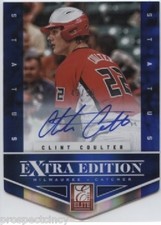 Clint Coulter 2012 Panini Elite Blue Die-Cut Status /50 Auto - Brewers Autograph
