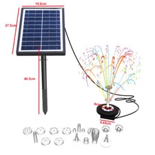 6W Solar Fountain Water Pump 400L/H with Battery Backup 8 LED Lights for Garden