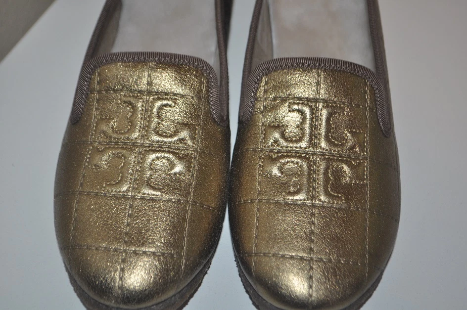 NUEVO EN CAJA Zapatilla para Fumar Tory Burch COWLEY Zapato Plano Bronce Cuero de Oveja Talla 6 Foto 4 de 4