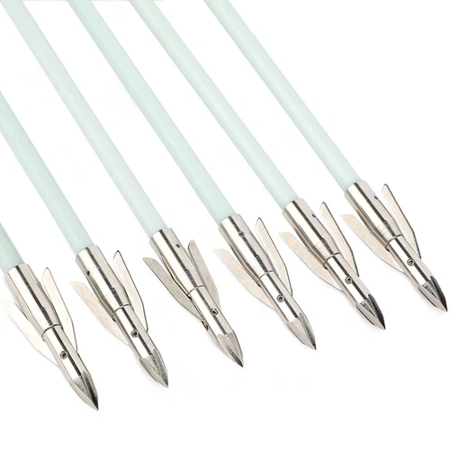 3/6/12pcs 35" Bowfishing Arrows Night Glow Broadheads Solid Bow Fishing Hunting - Picture 12 of 13