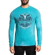 Affliction Men's American Customs “Heavy Metal” long sleeve blue T-shirt NWT