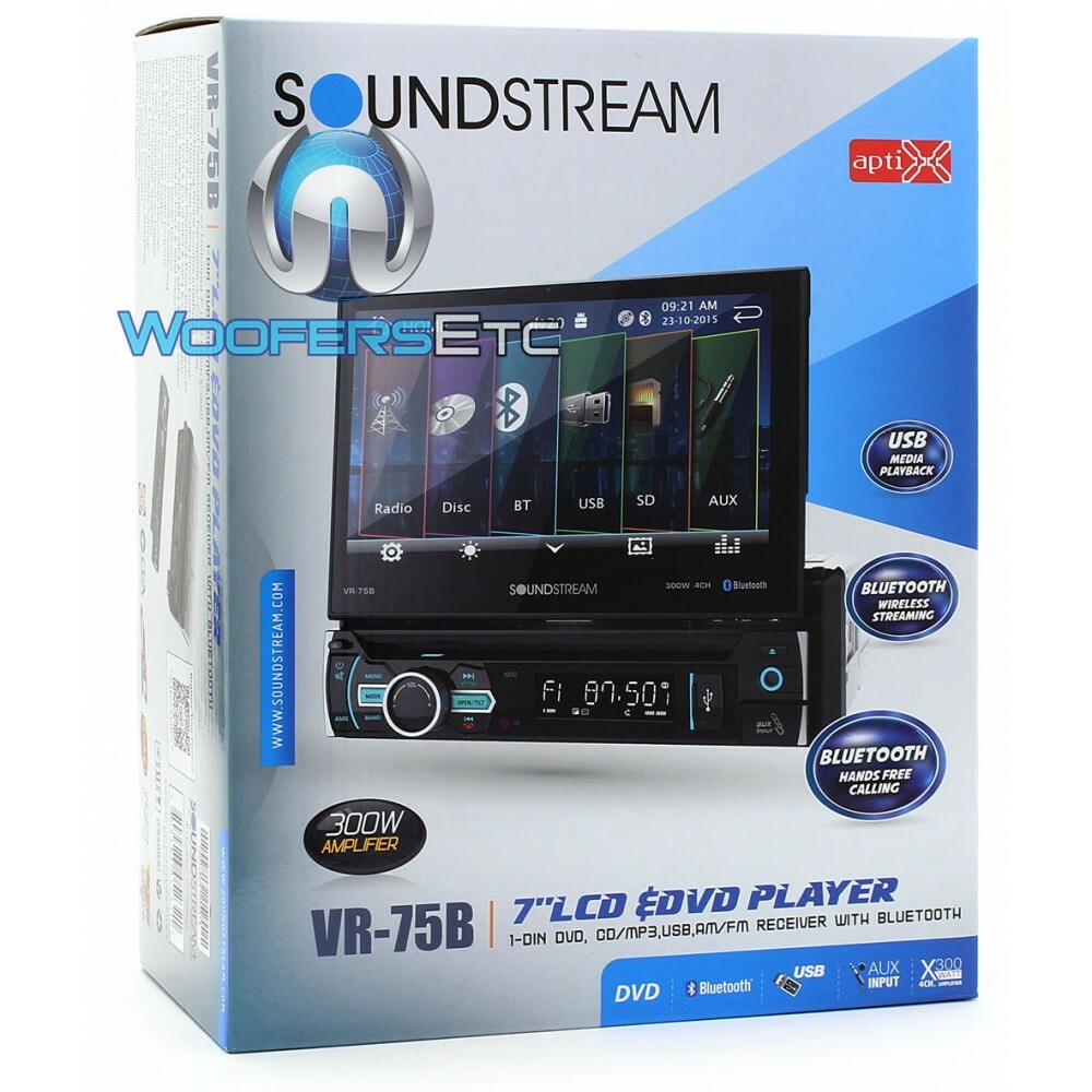SOUNDSTREAM VR75B 7" TV DVD CD USB MP3 BLUETOOTH AUX 300W AMPLIFIER