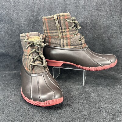 duck boots women plaid