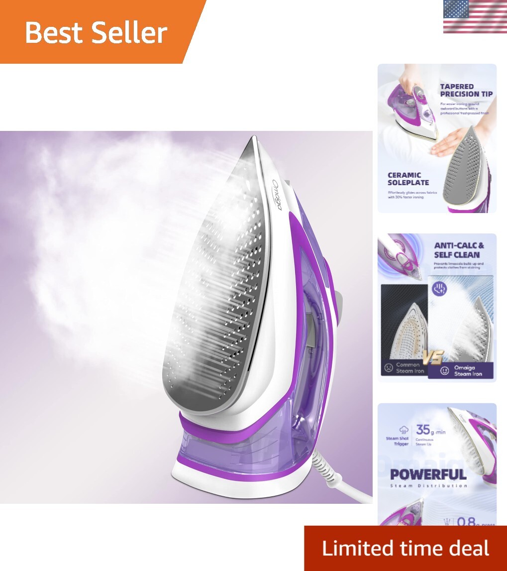1750w: Ceramic Soleplate, 15.21oz Tank & Safety Features