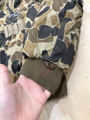 VTG Columbia Duck Camo Reversible Hunting Bomber Jacket Mens L