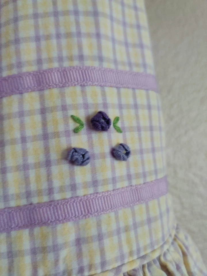 Strasburg Children Cotton Sleeveless Dress Size 4Y Lavender /Yellow Plaid Spring - Image 3 of 4