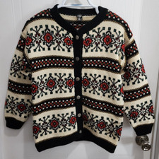 Vintage Women's Long Sleeve Unbranded Hand Knit 100 Wool Sweater Austria Size L