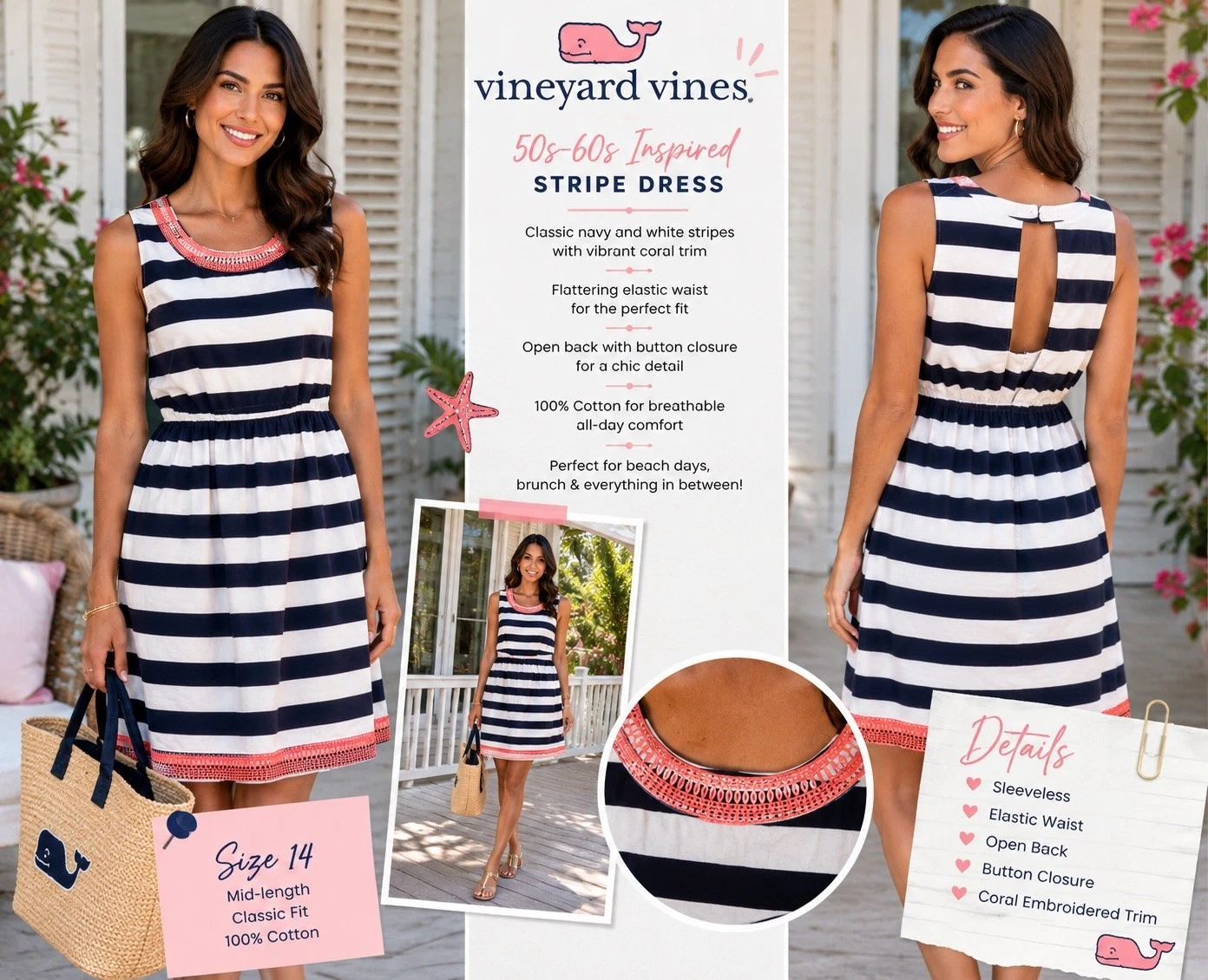 Vineyard Vines Nautical Stripe Dress – Size 14
Opens in a new window or tab