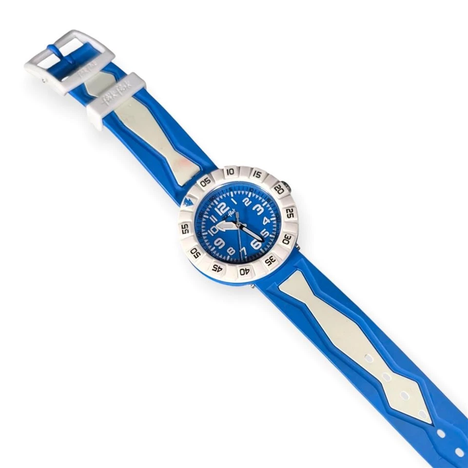 Flik Flak Blubia ZFCSP026 Sport Watch Blue White Silicone Strap Swiss Swatch - Image 4 of 4