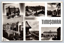 Vintage Timisoara Romania Photo Collage Postcard 1959 Trams City Views RPPC