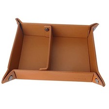 Vegan Leather Jewelry Tray,Storage Nightstand Organizer,Valet Tray Brown