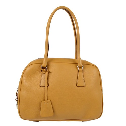 Prada Bauletto Saffiano Leather Beige Handbag