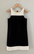 Loft career mini dress black cream Womens size 4 TALL