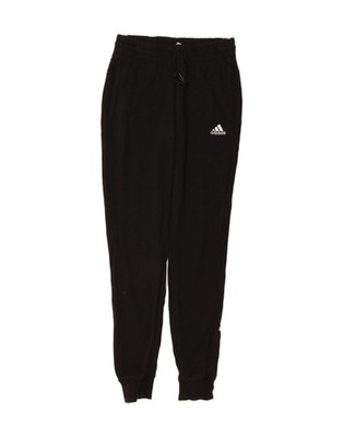 ADIDAS Womens Graphic Tracksuit Trousers Joggers UK 4/6 XS  Black Cotton QO03