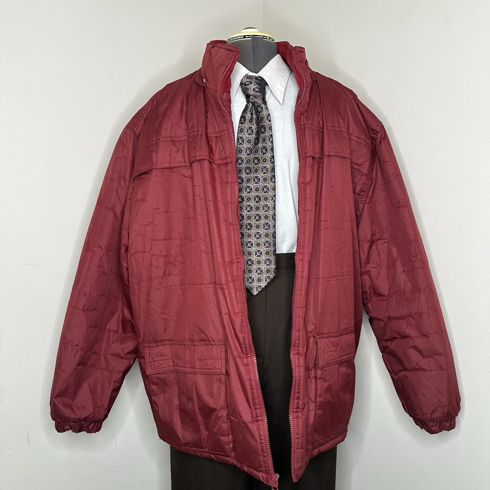 Jaqueta Habands Masculina Parka XL Casaco Vermelho Capuz Removível Isolado Zíper Inverno - Imagem 3 de 4