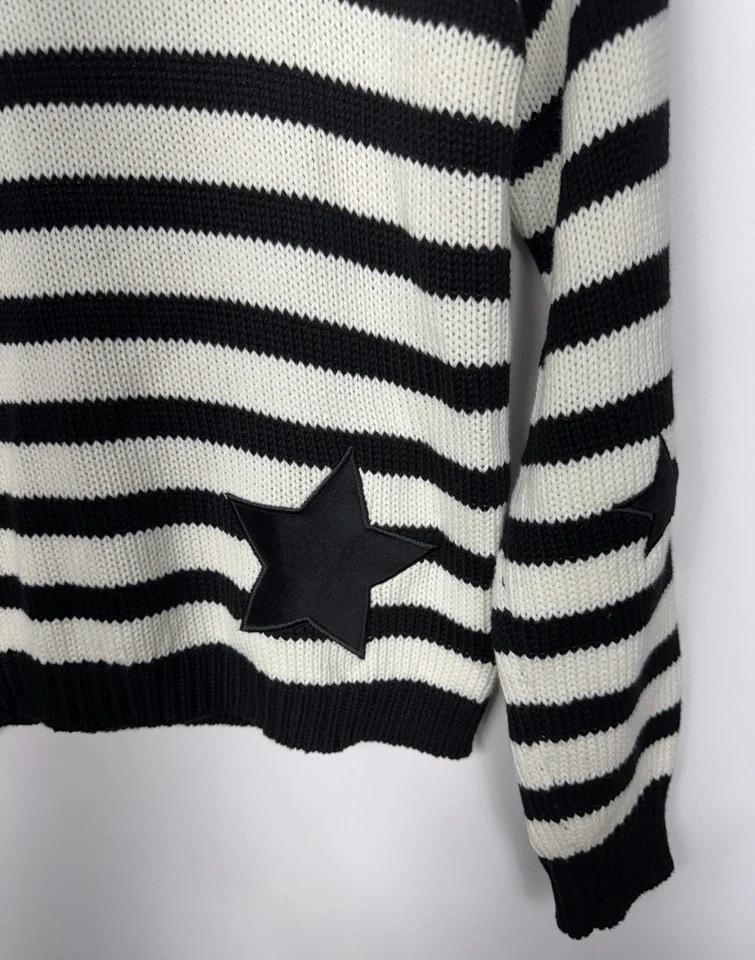 Espléndido suéter a rayas blanco y negro para niñas mezcla de algodón estrella 14 Foto 2 de 4