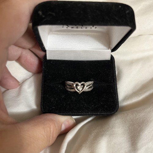 KAY JEWELERS DIAMOND OPEN HEART STERLING SILVER PROMISE RING 6.5