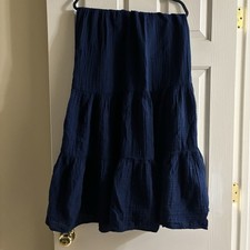Women s Sonoma Navy Blue Tiered 100 Cotton Gauze Maxi Skirt Size Medium Cottage