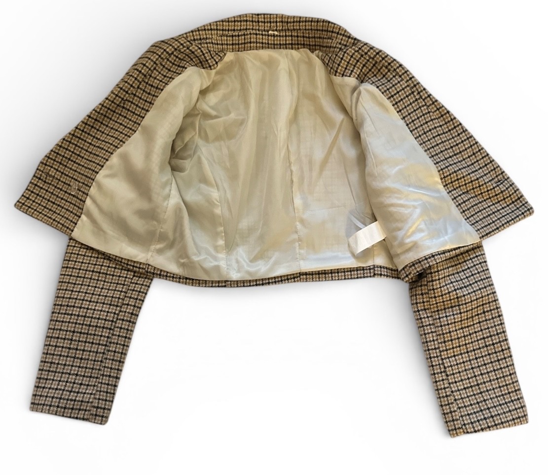 Short Crop Blazer Houndstooth Pattern Single Butt… - image 7